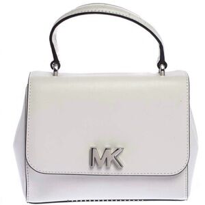 Michael Kors MK White Leather Mott Top Handle Bag Crossbody Satchel